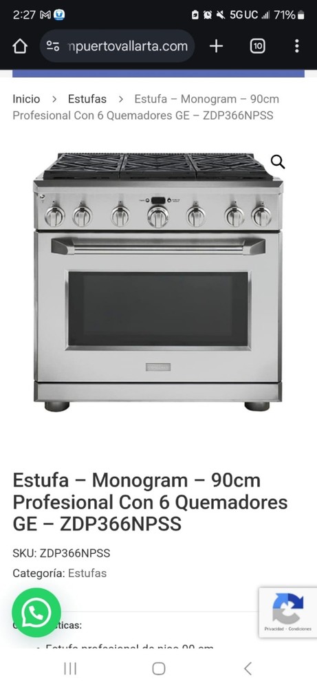 Estufa De 6 Hornillas MONOGRAM