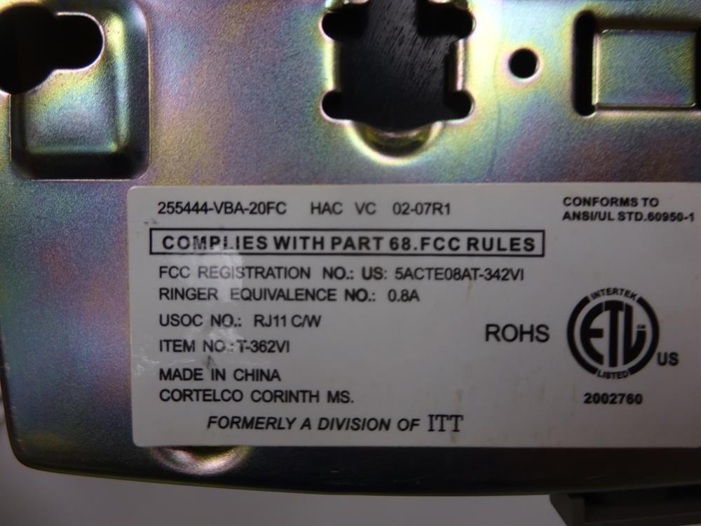 Cortelco 255444-VBA-20FC Ash Wall Phone With Flash Phone