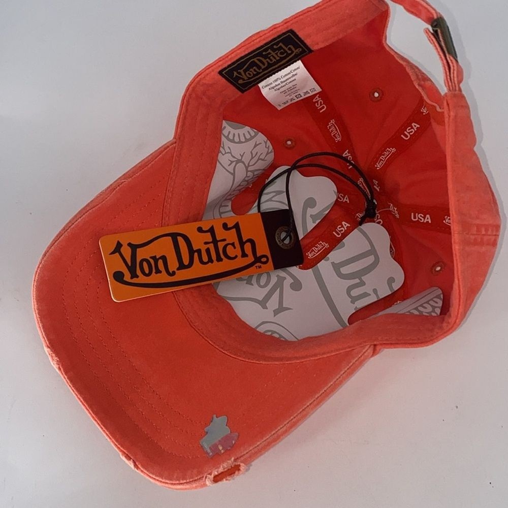 Von Dutch Twill Dad Cap Orange Strapback NWT Adjustable Baseball Hat