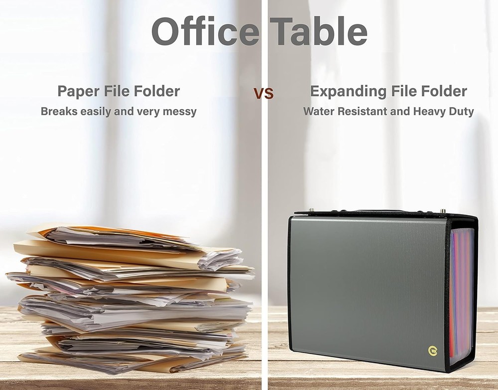 Olive Grey Document Organizer with 24 Pockets