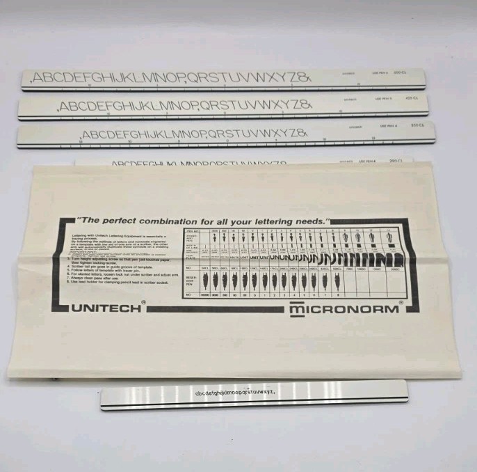 Vintage Unitech Drafting Set With Nice Wood Storage Case.