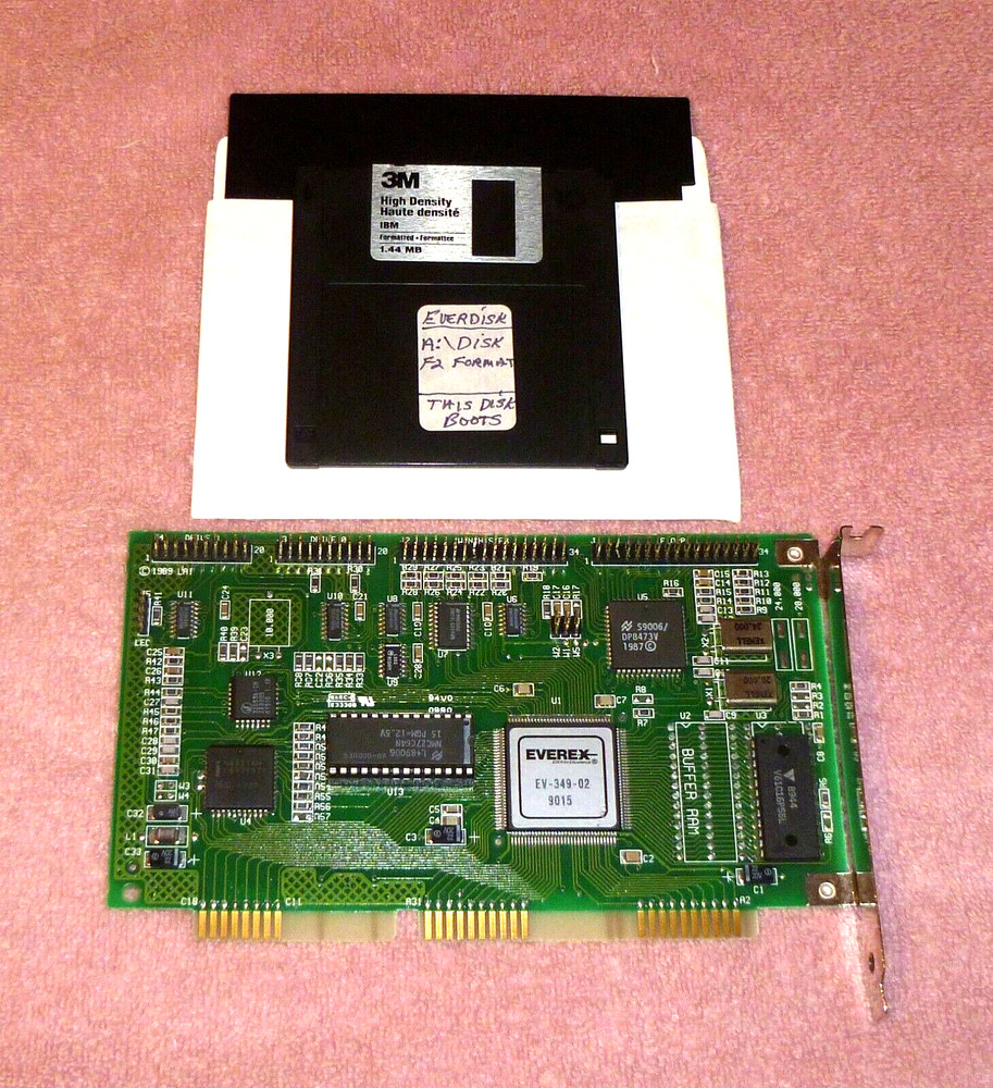 Vintage NOS/Mint Everex EV-349-02 16-bit MFM Hard/Floppy Controller & Software
