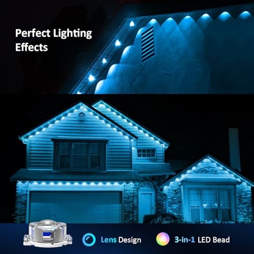 Permanent Outdoor Lights, Smart RGB Eave Light with Color Changing, 500FT