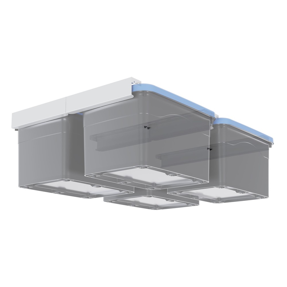 White Overhead Garage Ceiling Storage Racks Bin Organization System Heavy Duty