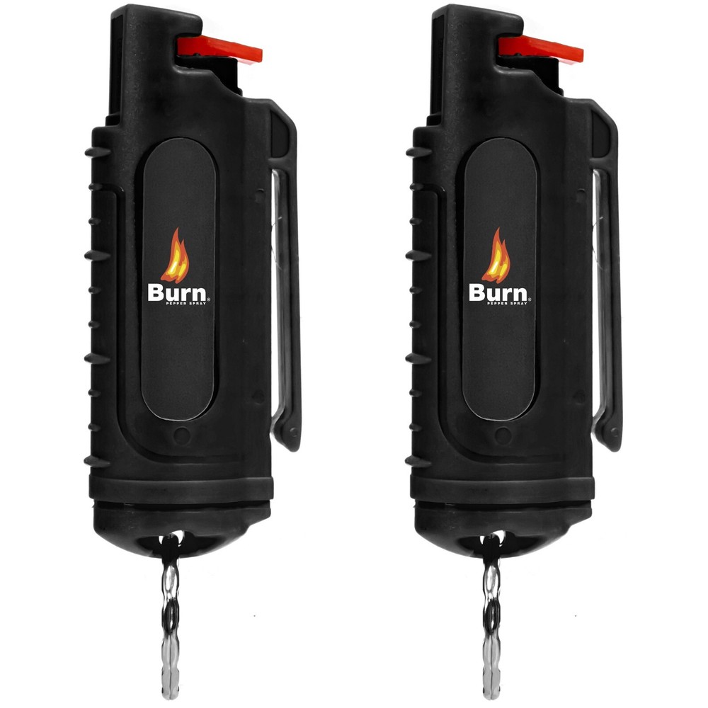 2 Pack Burn Pepper Spray for Self Defense Security Keychain 1/2oz Black