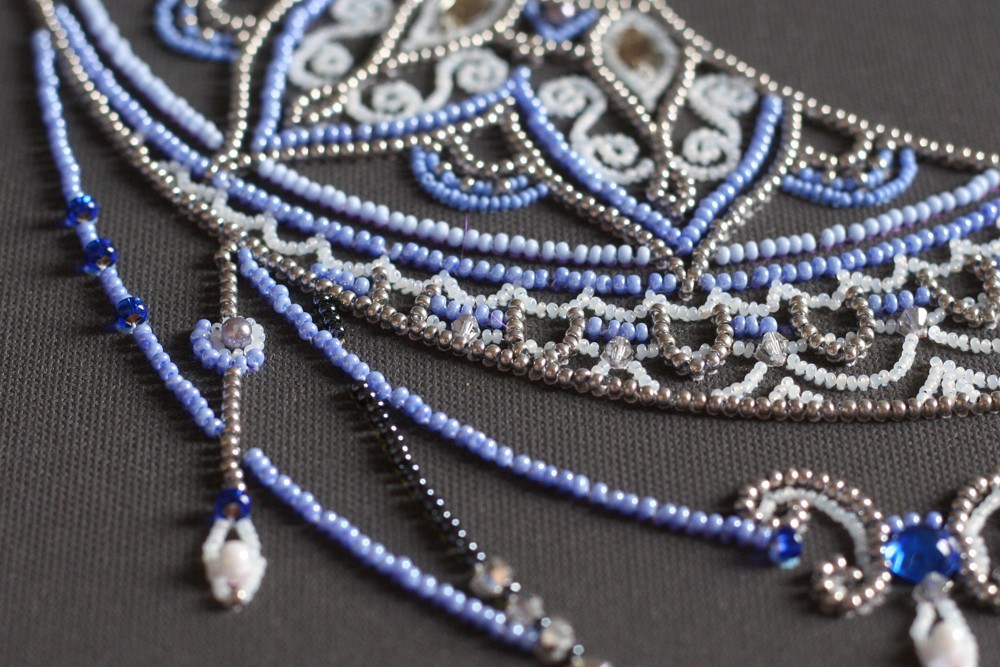 Bead Embroidery Kit DIY "Moon pattern" Beaded Needlepoint Craft Set