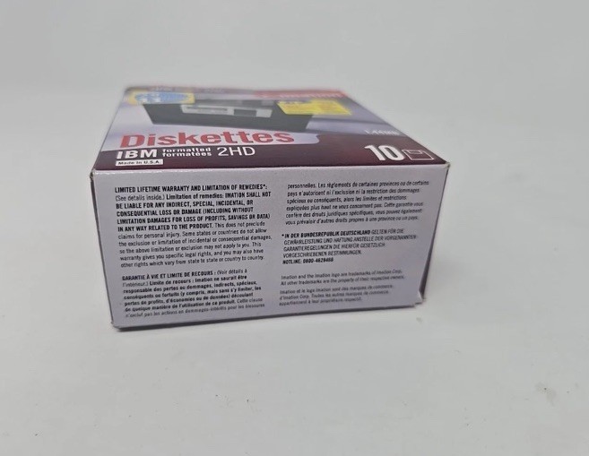 Genuine Imation IBM Formatted 2HD 1.44 Diskettes (9 Pack) Open Box