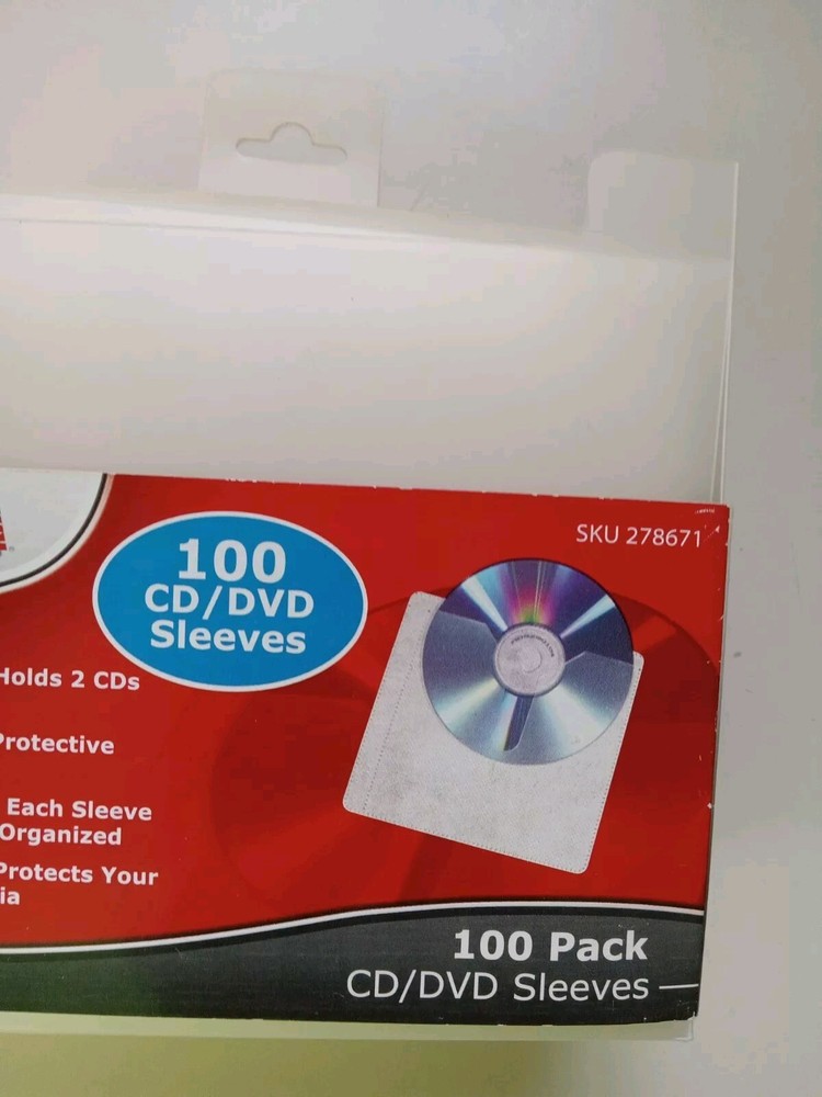 COMP USA 100 CD/DVD Sleeves 100 Pack NOB