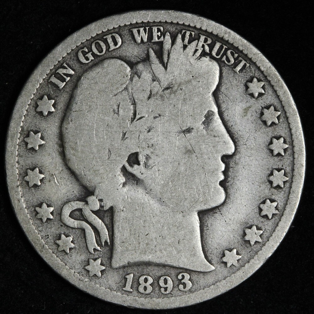 1893 Barber Silver Half Dollar GOOD+ E372 DCM