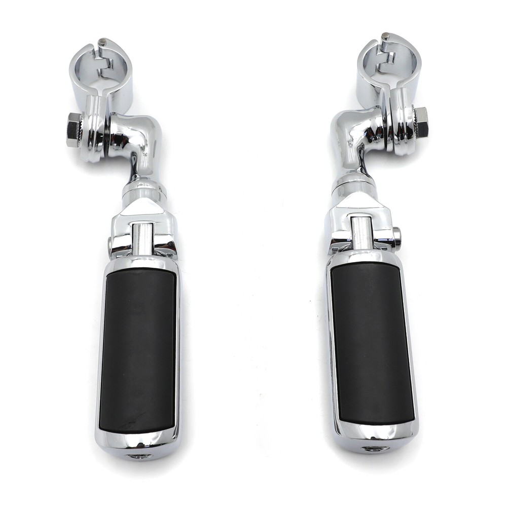 Chrome Angled Adjustable Skull Foot Peg For 1.25" Engine Guard Frame Tube