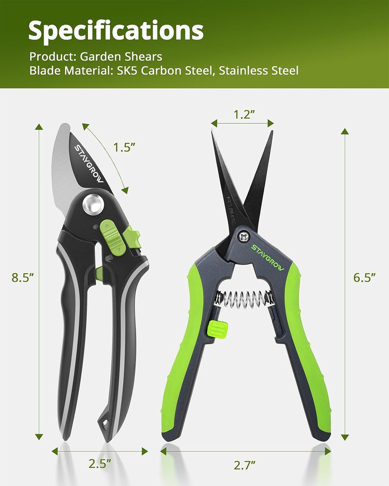 Gardening Scissors, Sharp Plant Trimming Scissors for Precise Cuts, Stainless St
