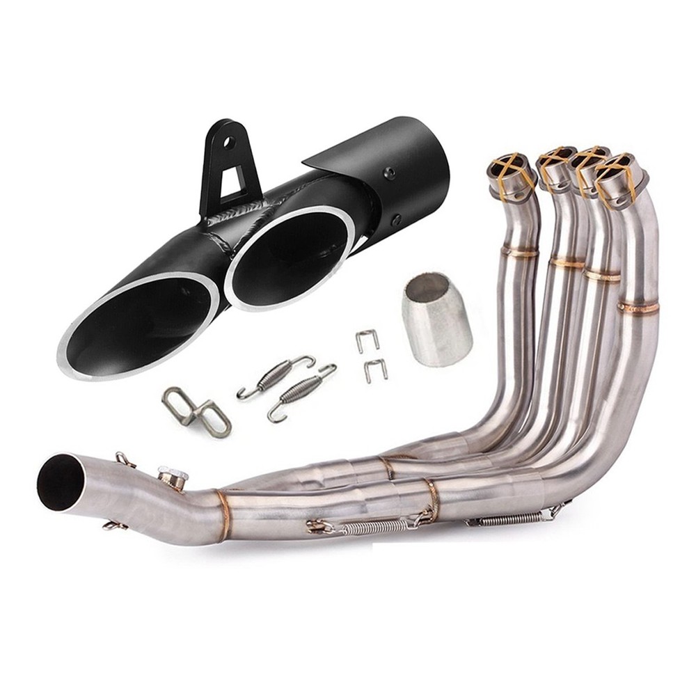 For Yamaha YZF R6 2006-2020 Full System Exhaust Tips Black/Silver Header Pipe