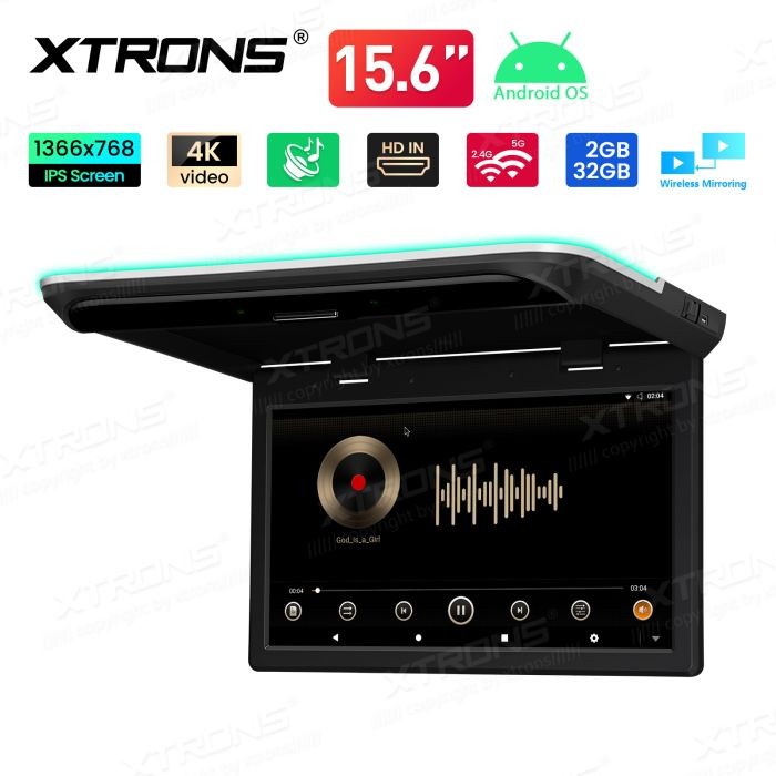 15.6 Inch IPS Screen, Fold Out Android Car Roof Multimedia Player