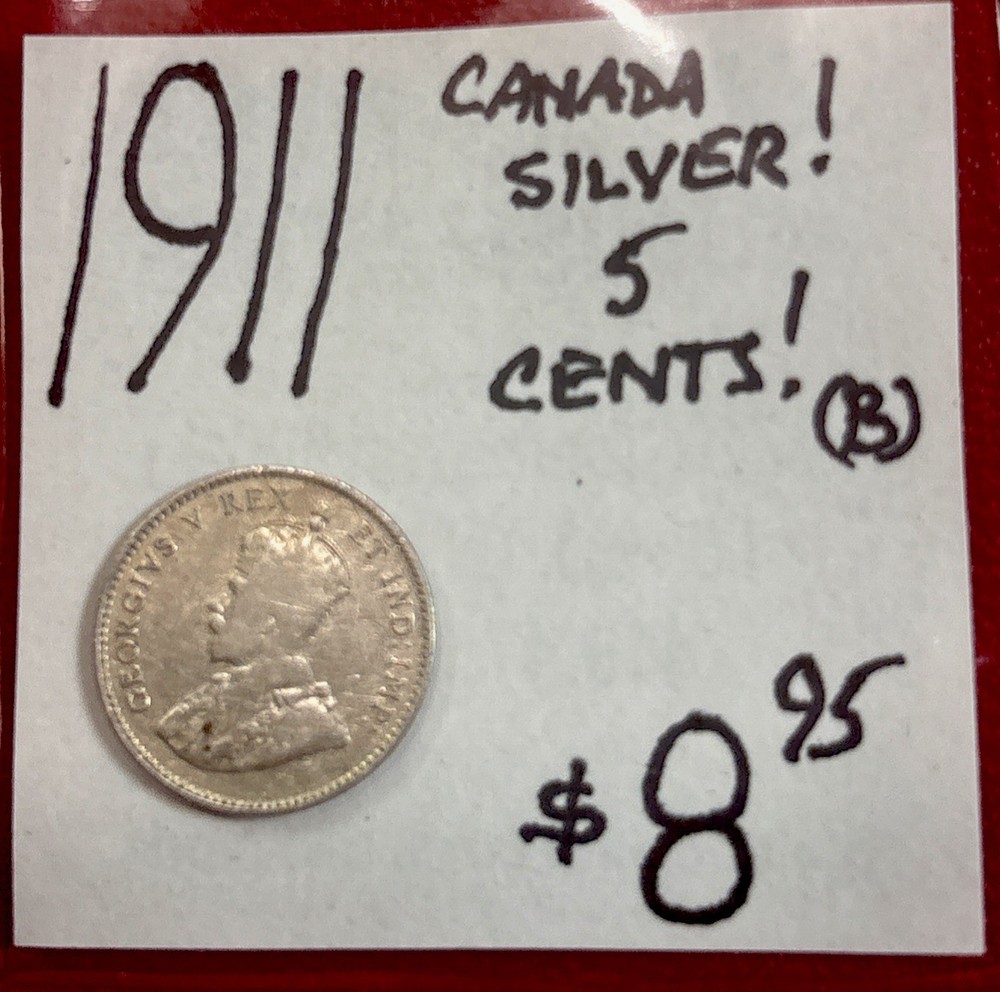 1911 Canada Silver! 5 Cents! ENN Coins