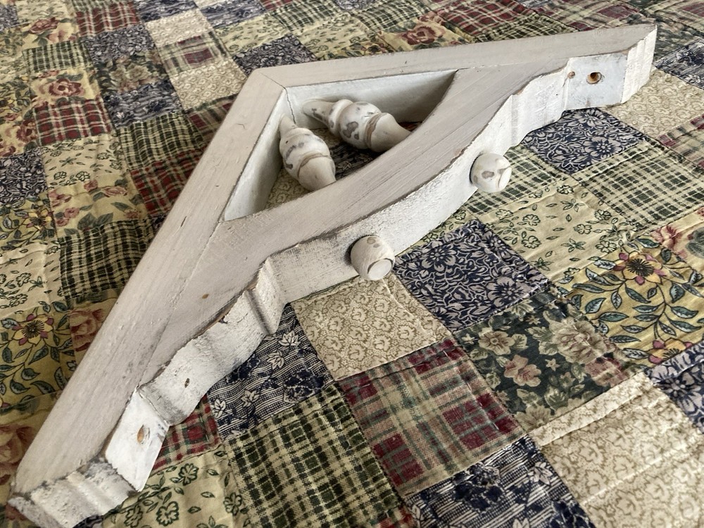 Distressed White Wooden Corbel Shelf Bracket Rustic Farmhouse