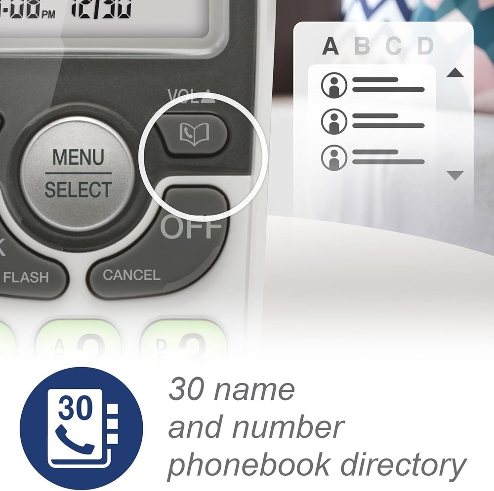 Cordless Phone with DECT 6.0, Full-Duplex Speakerphone, Lighted Display, Back...