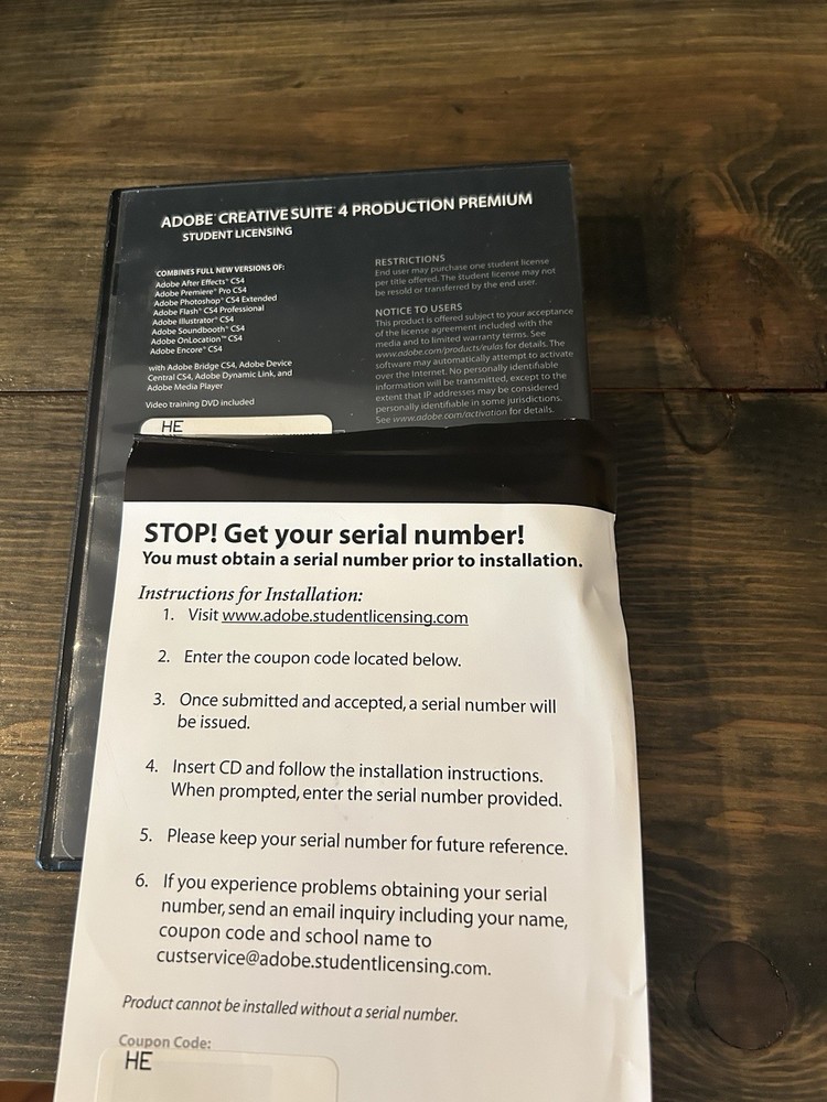 Adobe Creative Suite 4 Production Premium Student License for Windows PC