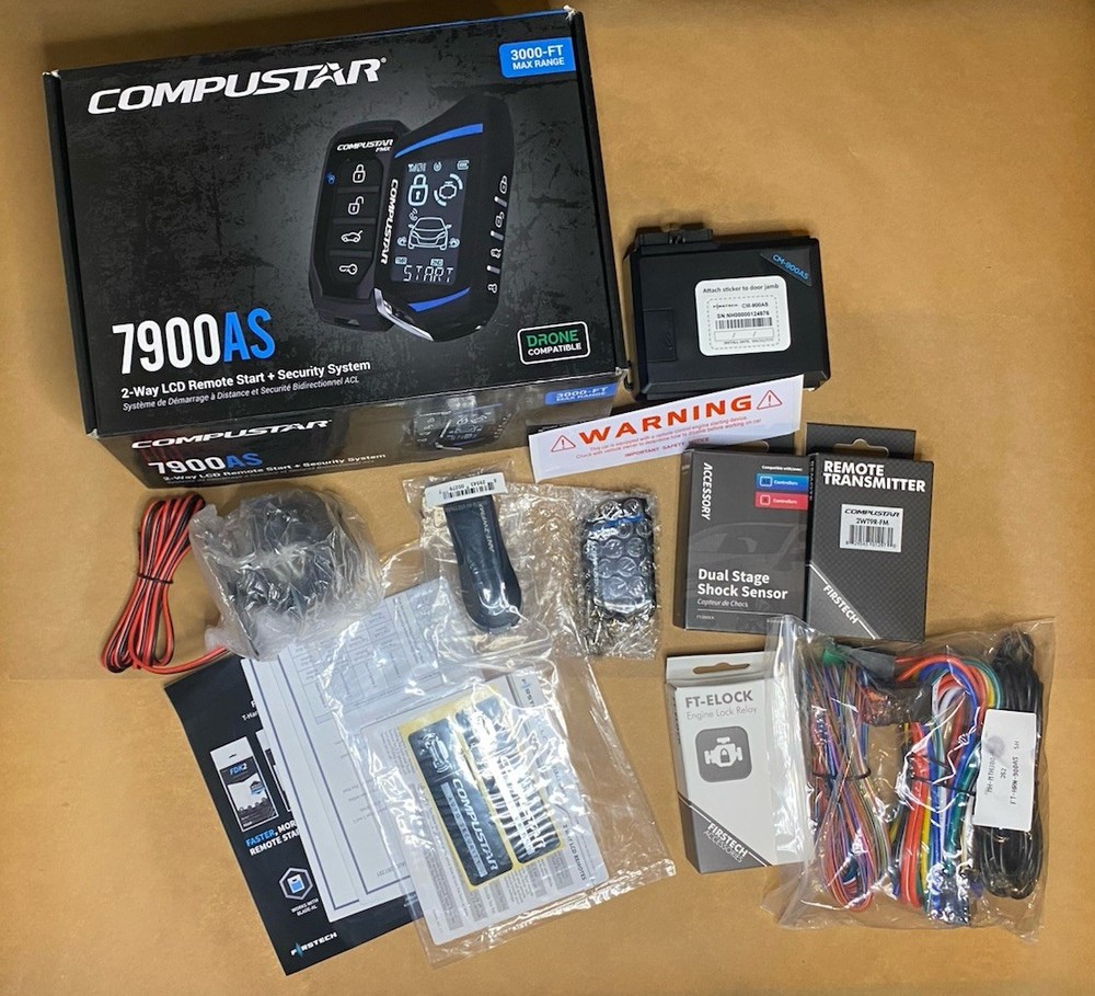 Compustar CS7900AS Remote Start Alarm Security System Shock Sensor Bundle NOB