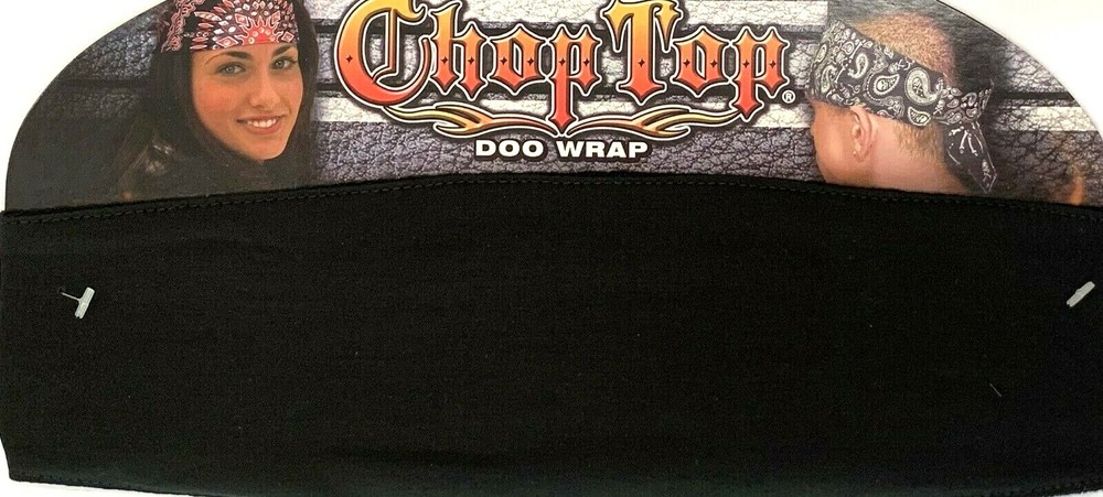 CHOP TOP SOLID BLACK DOO WRAP HEAD BAND BANDANA DOO RAG