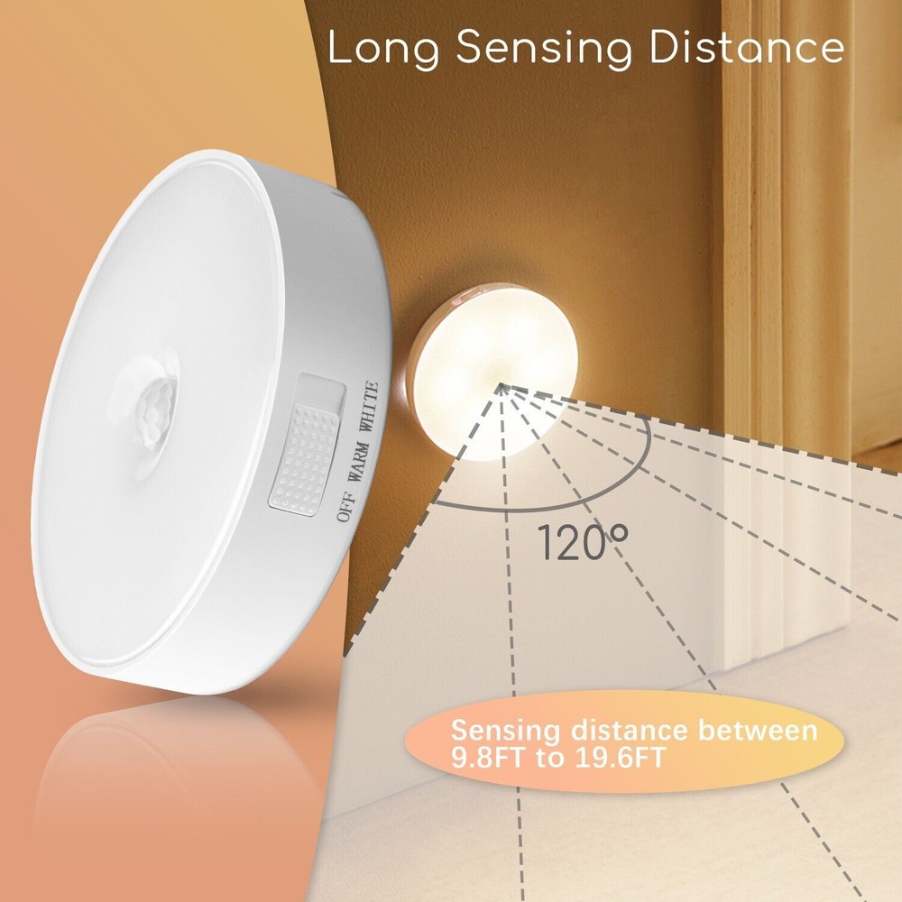 3PCS LED Motion Sensor Under Cabinet Closet Light USB Rechargeable Kitchen Lamp