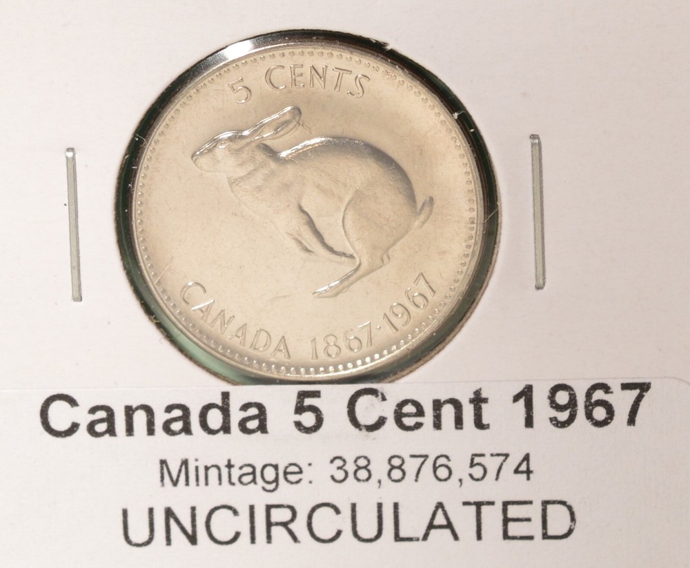1967 Canada 5 Cent - UNCIRCULATED from Mint Roll 🇨🇦