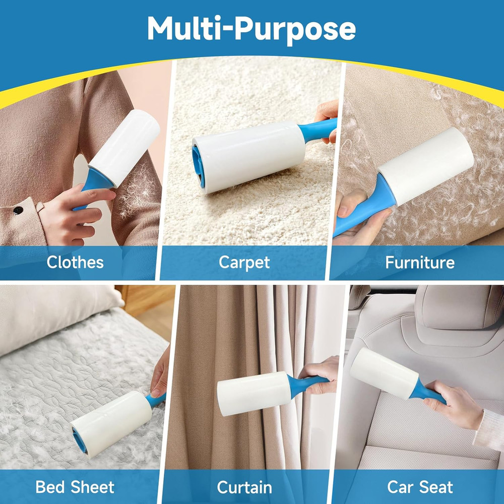 600 Sheets Extra Sticky Lint Rollers for Pets, Easy Tear with Ergonomic Handle