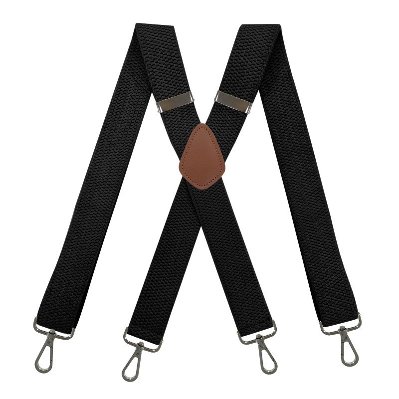 Men's 4-clip Elastic Suspenders 3.8cm Width X-shaped Corn Pattern Heavy Duty