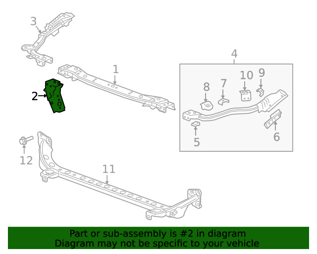 Genuine GM Passenger Side Front End Upper Tie Bar Bracket 39076847