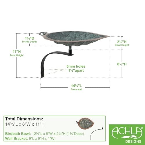 Aspen Leaf Birdbath- Wall Mount Bracket