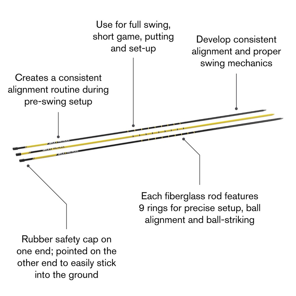 SKLZ Golf Alignment Sticks Training Aid - Improve Stance, Swing, Accuracy (3-Pac