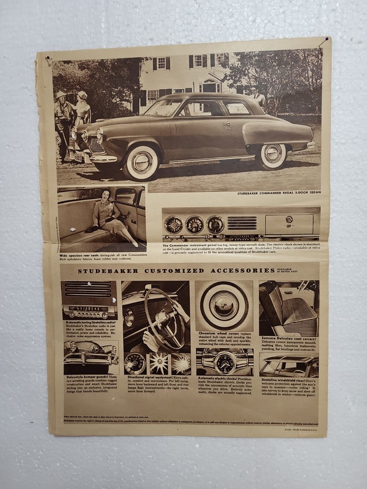 VTG STUDEBAKER 1951 8 PAGE ADVERTISEMENT ALL MODELS
