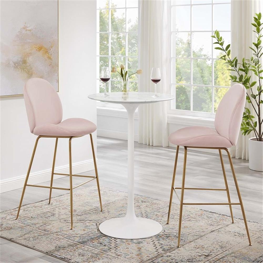 Modway Lippa 28" Round Modern Artificial Marble Bar Table in White
