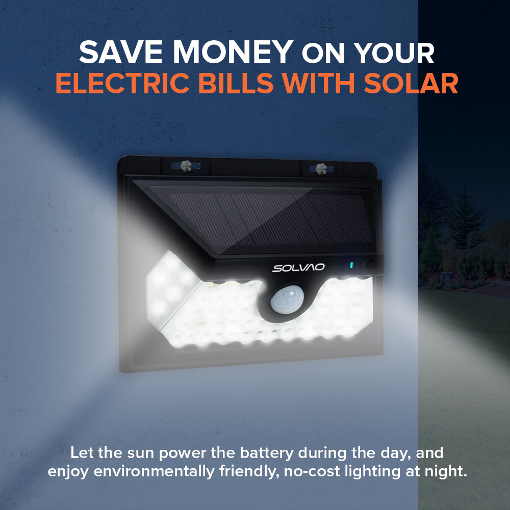 SOLVAO Solar Motion Sensor Lights (2 Pack) - Bright Outdoor Security Lighting