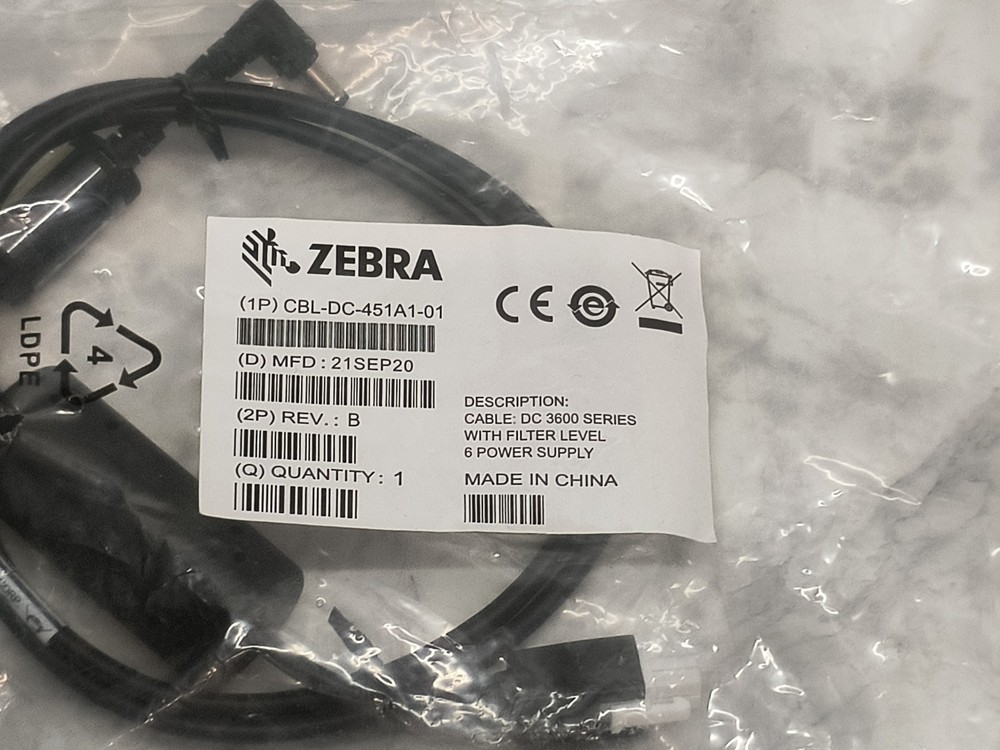 Zebra CBL-DC-451A1-01 DC 3600 Series Power Supply with Filter Level 6