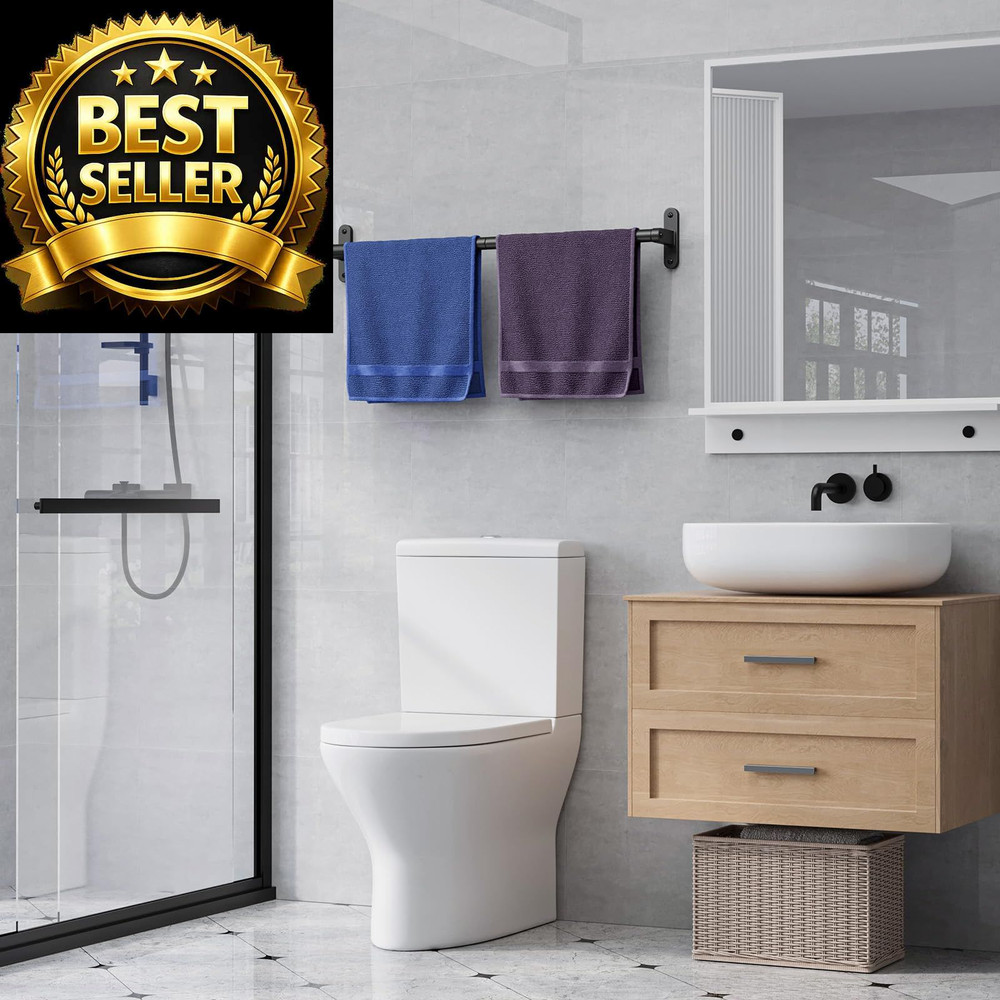 Powools Matte Black Towel Rack for Bathroom - 24" - 1 Pack,