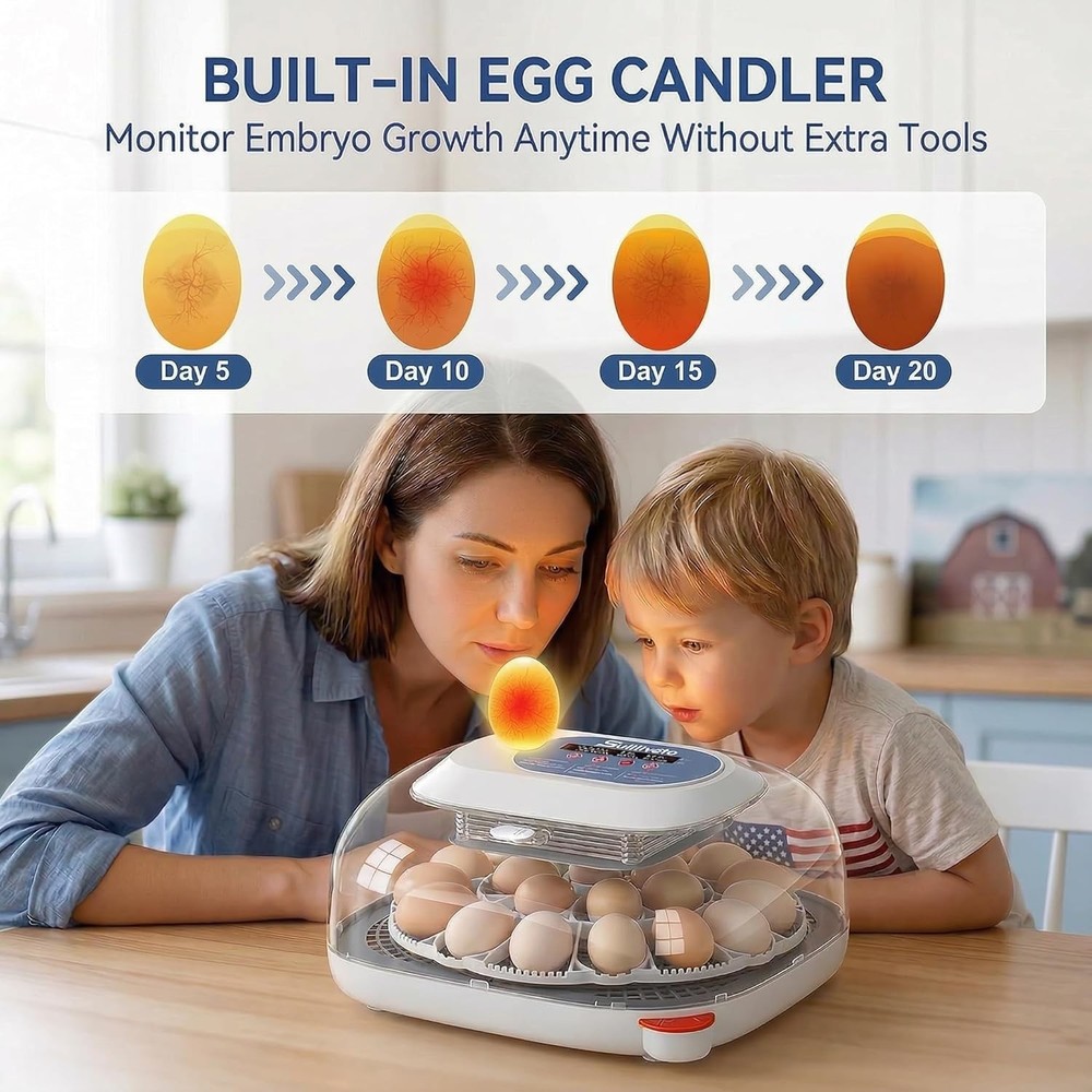 24 Egg Incubators for Hatching Eggs - Automatic Temperature Control and Egg
