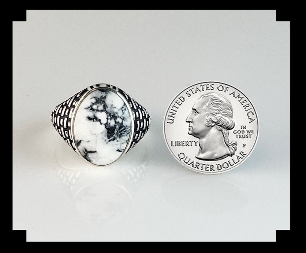 Sterling and White Buffalo Ring Size 12 3/4