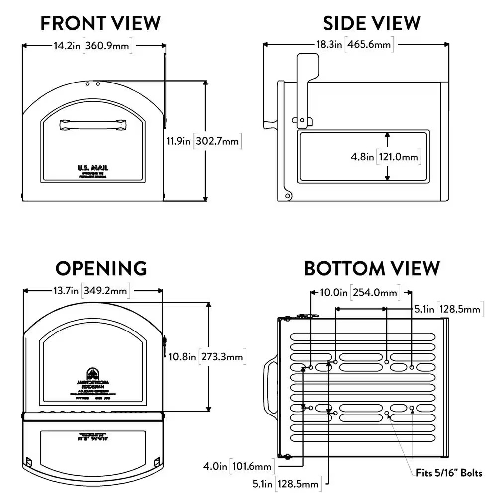 Centennial Rubbed Bronze, Extra Large, Steel, Post Mount Mailbox with Silver ...