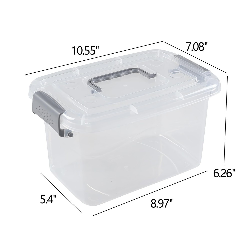 6 Packs 5 Quart Small Plastic Storage Container Bins with Lid, Clear Latching...
