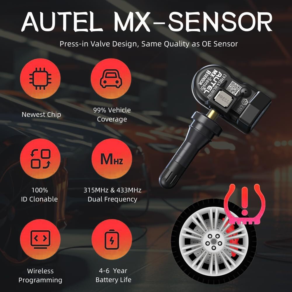 Used 95-99%New Autel TPMS MX-Sensor Programmable Pressure 315/433MHz Sensor Tool