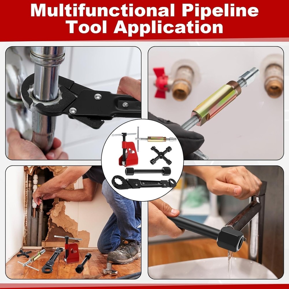 5 Pcs Angle Stop Wrench Kit Plumbing Tool, Compression Sleeve Puller