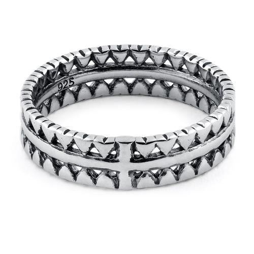 925 Sterling Silver Triangle Pattern Eternity Ring