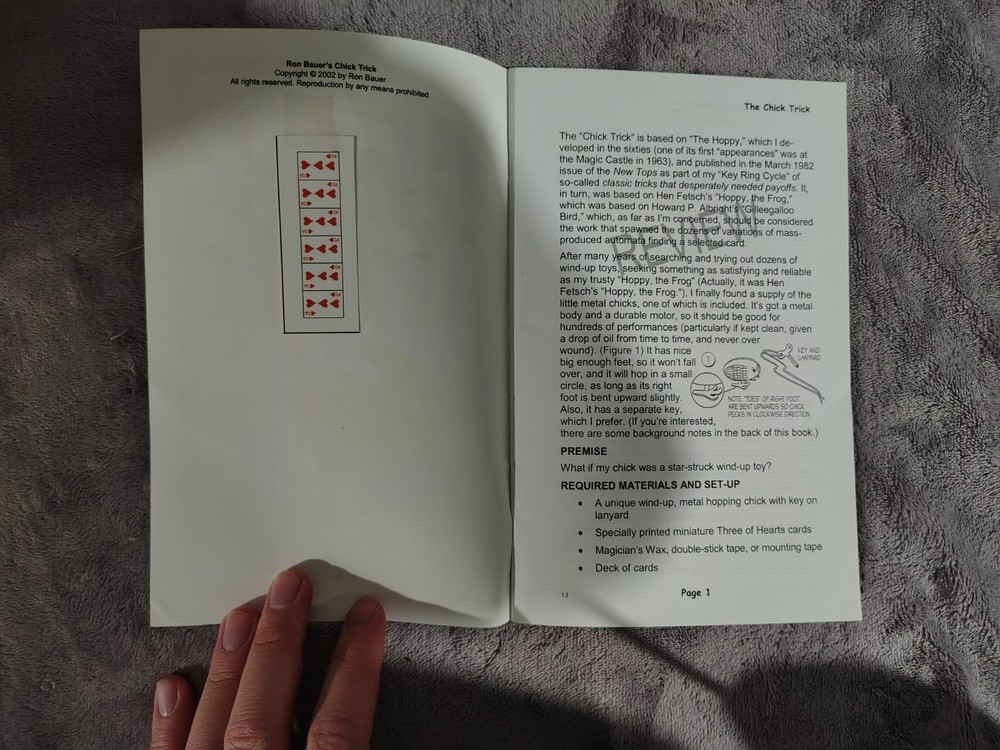 CONDITION NOTE - Ron Bauer Private Studies: Ron Bauer's Chick Trick - Magic Book