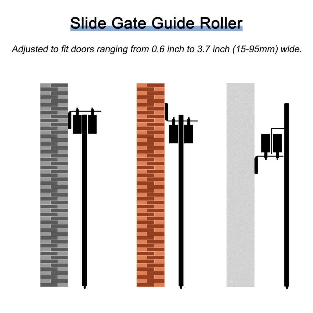 Slide Gate Guide Roller with L Post Bracket 3" Dual Nylon Rollers - Black