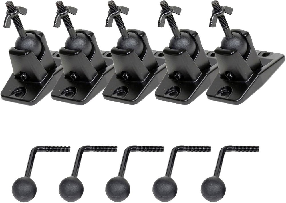 5 Heavy-Duty Black Satellite Speaker Mounts - Adjustable Wall/Ceiling Brackets