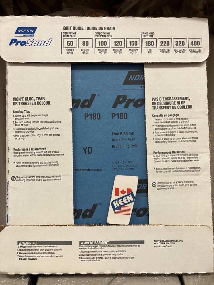 Norton CANADA ProSand 9" x 11" Sanding Sheets 180 Grit 20pack