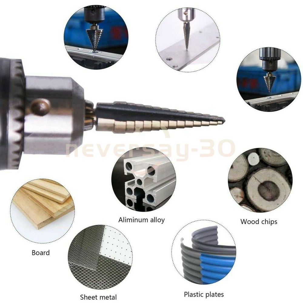 HSS 6PCS Titanium Step Drill Bit Set W Automatic High Speed Steels