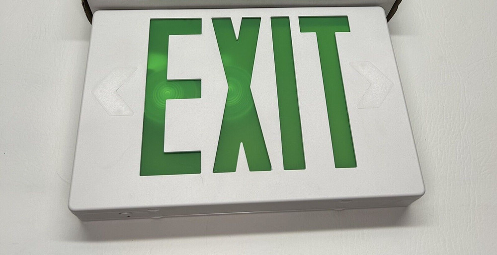EXIT SIGN Cooper Lighting All Pro Green/White Plastic LED Exit, 120/277VAC APC7G
