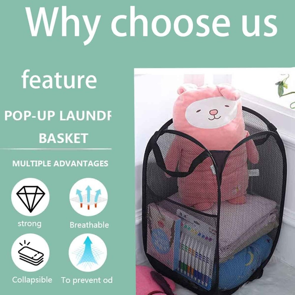 Foldable mesh pop-up laundry basket, suitable for clothing storage 4-piece set