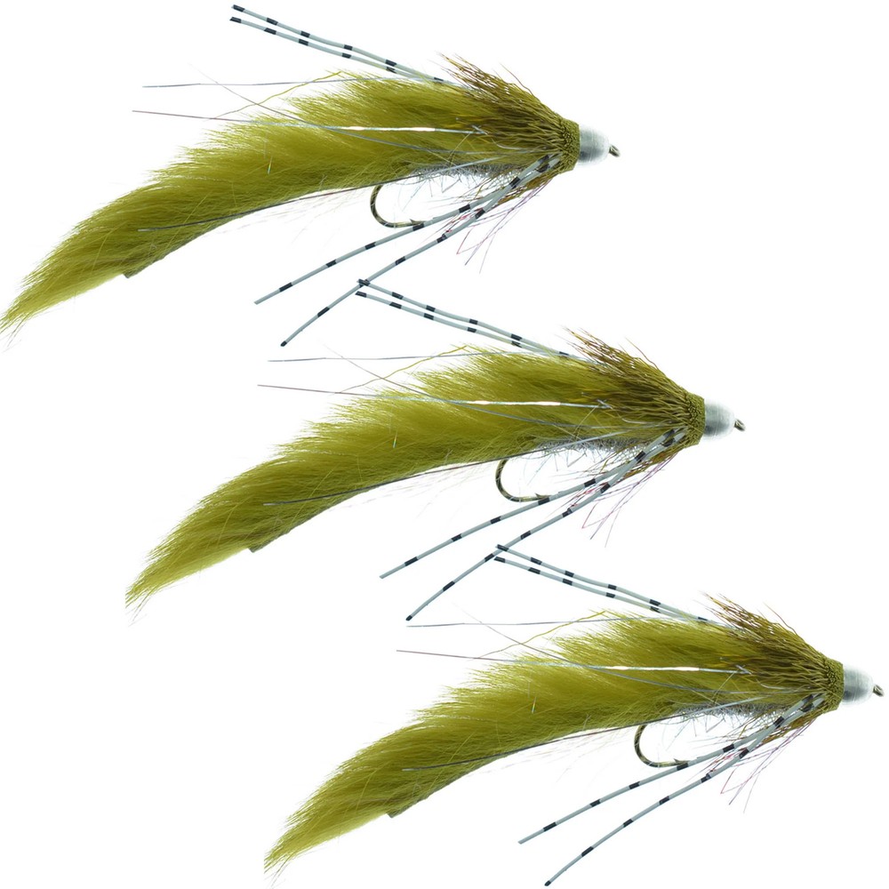 3 Pack Cone Head Muddy Buddy Streamers - Olive - Size 4